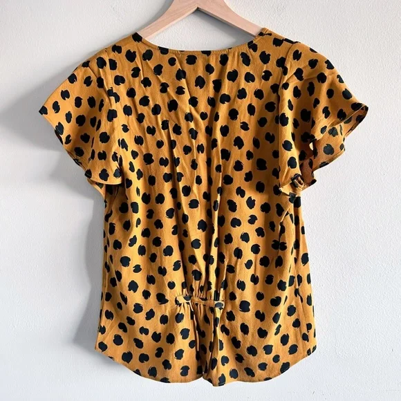 MadeWELL Carmelina Flutter-Sleeve Top | Painted Spots Egyptian Gold | Size 0 | - Picture 4 of 14